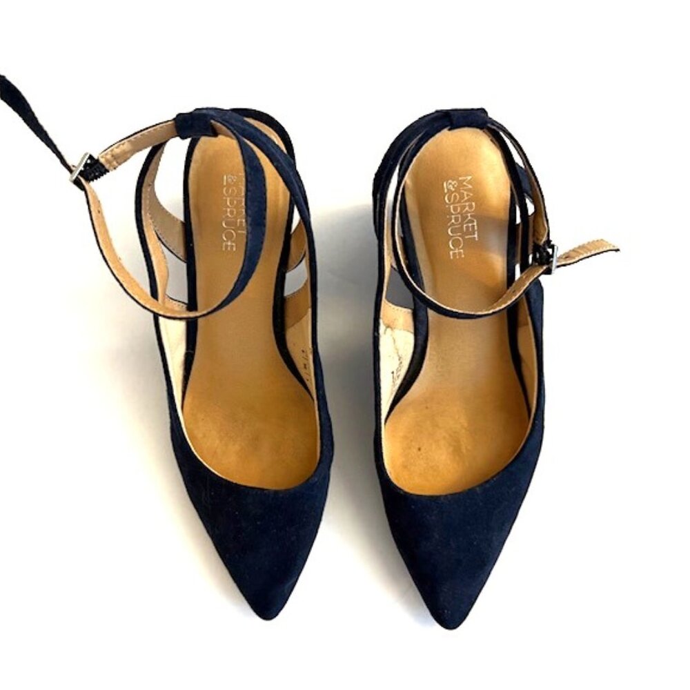 Navy Blue Kitten Wedge - Picture 7 of 7